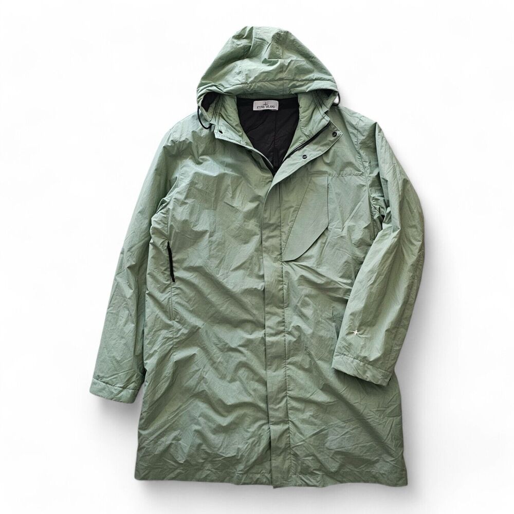 Stone Island Primaloft Insulation Hooded Fishtail Parka - Fabric - Green - Sz L